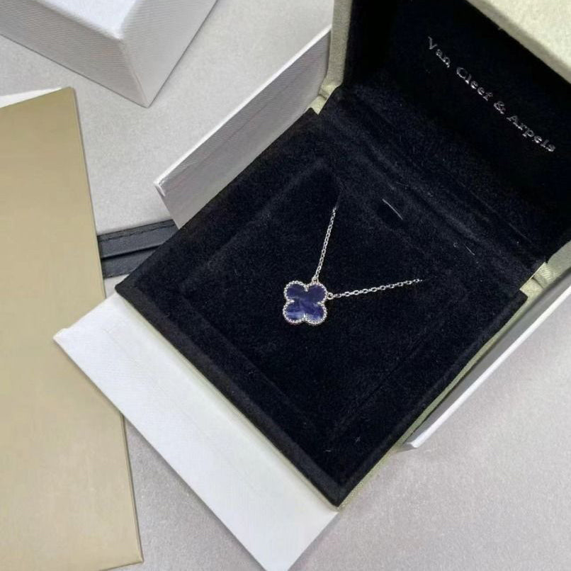 [Luxery]CLOVER 15MM PIETERSITE NECKLACE SILVER