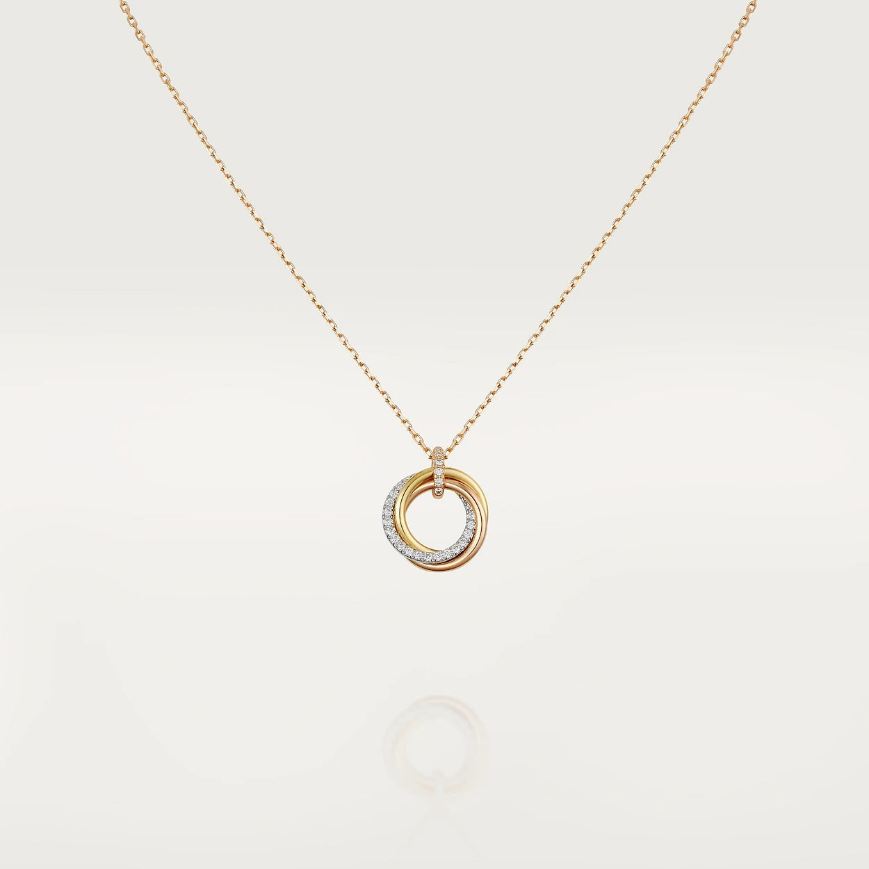 [Luxery]TRINITY NECKLACE SILVER GOLD PINK GOLD DIAMONDS