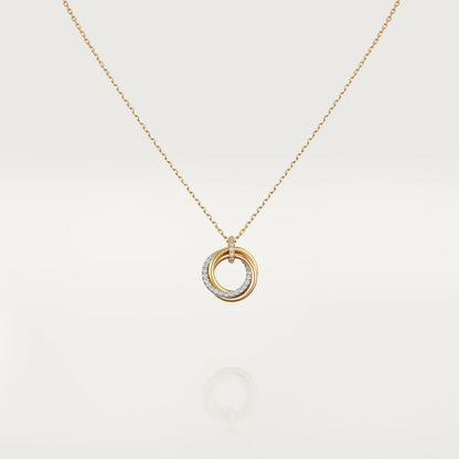 [Luxery]TRINITY NECKLACE SILVER GOLD PINK GOLD DIAMONDS
