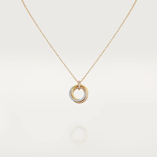 [Luxery]TRINITY NECKLACE SILVER GOLD PINK GOLD DIAMONDS