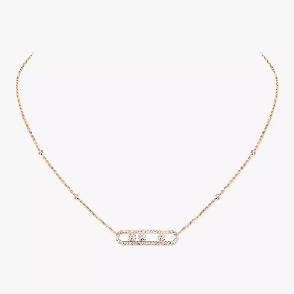 [Luxery] Move Pave_ Rose Gold Diamond Necklace