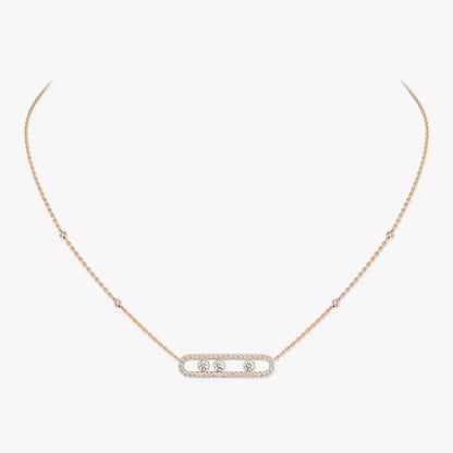 [Luxery] Move Pave_ Rose Gold Diamond Necklace