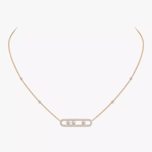 [Luxery] Move Pave_ Rose Gold Diamond Necklace