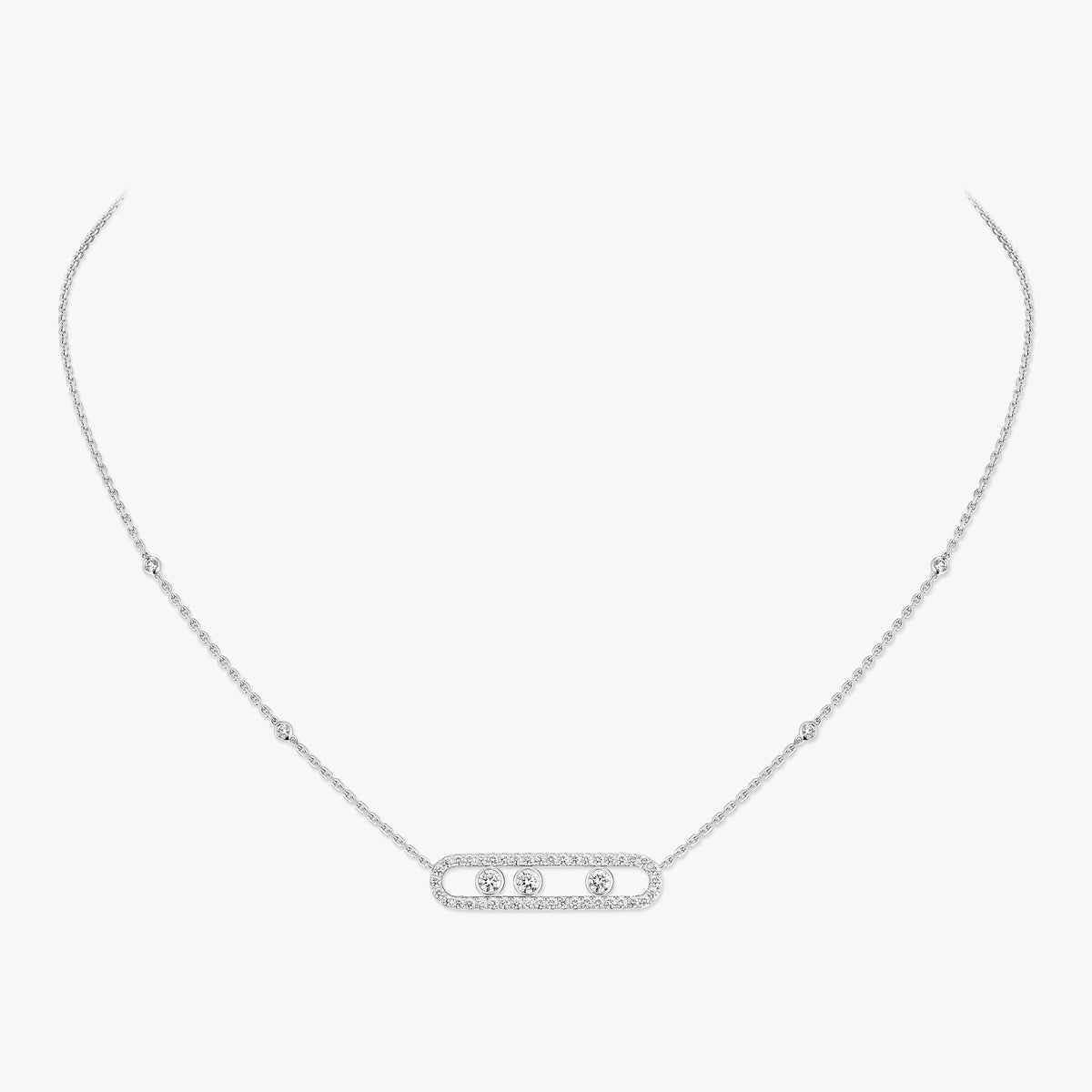 [Luxery] Move Pave_ Rose Gold Diamond Necklace