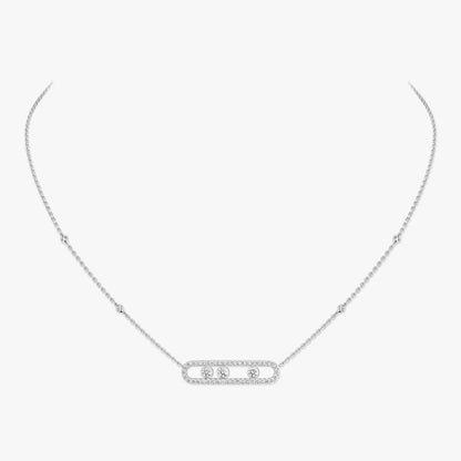 [Luxery] Move Pave_ Rose Gold Diamond Necklace