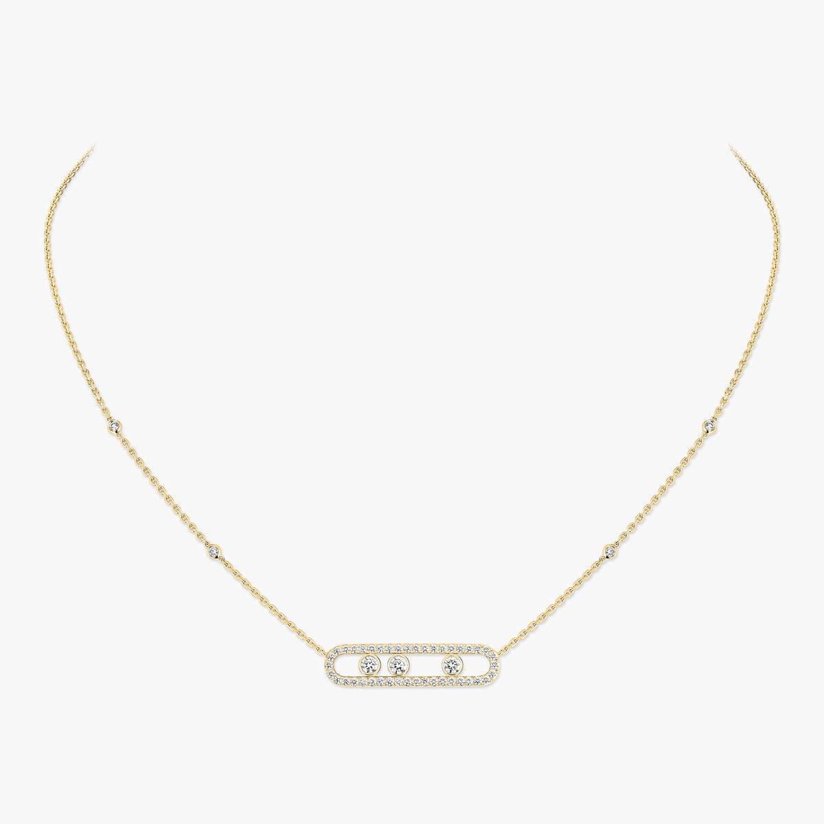 [Luxery] Move Pave_ Rose Gold Diamond Necklace
