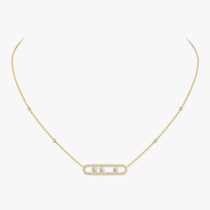 [Luxery] Move Pave_ Rose Gold Diamond Necklace
