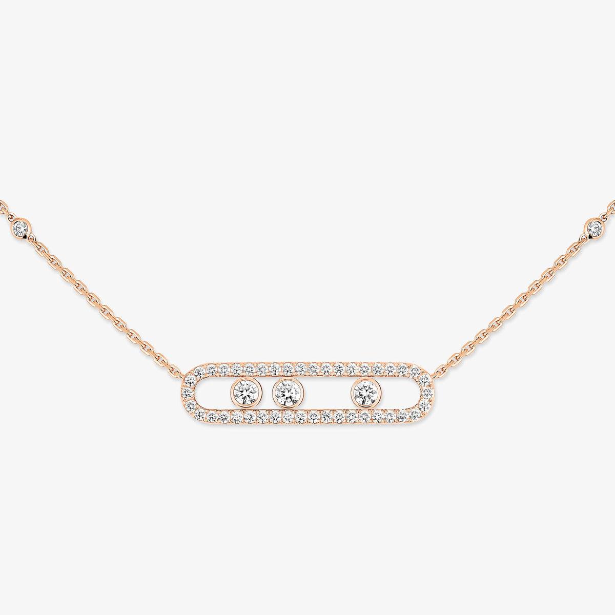 [Luxery] Move Pave_ Rose Gold Diamond Necklace