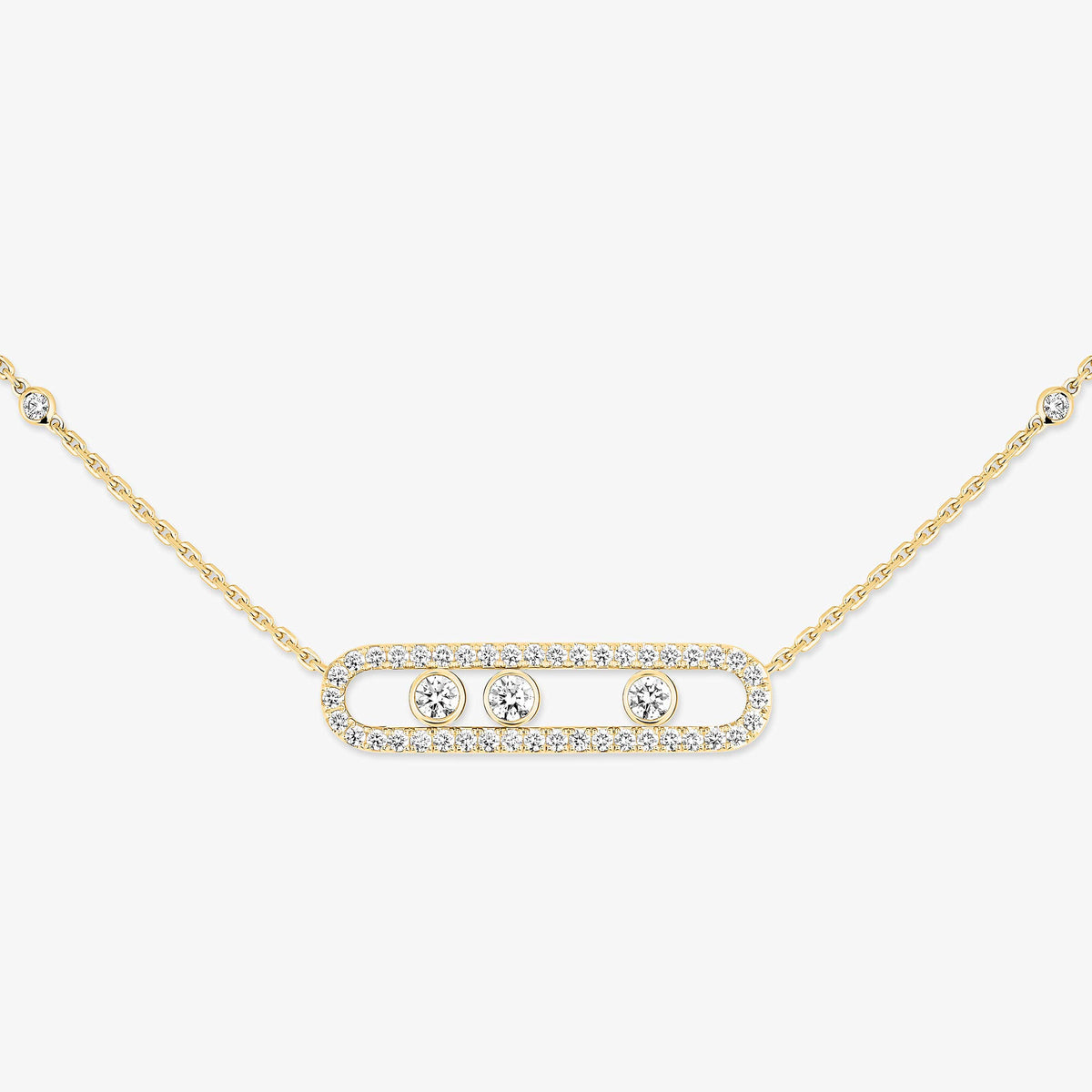 [Luxery] Move Pave_ Rose Gold Diamond Necklace