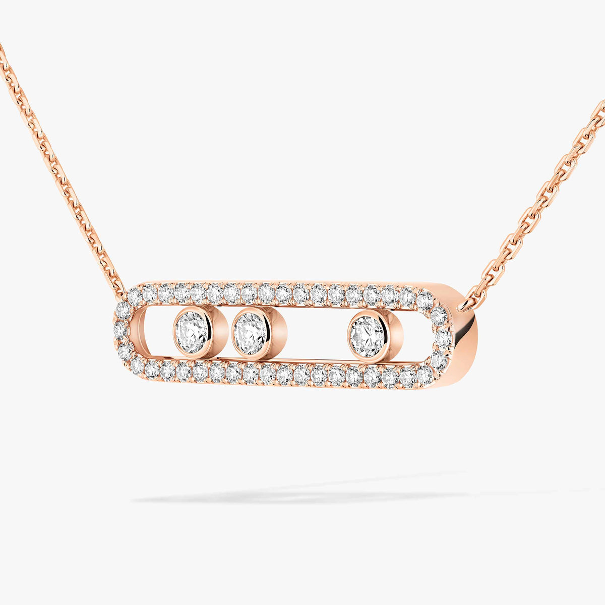 [Luxery] Move Pave_ Rose Gold Diamond Necklace