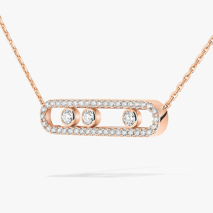 [Luxery] Move Pave_ Rose Gold Diamond Necklace