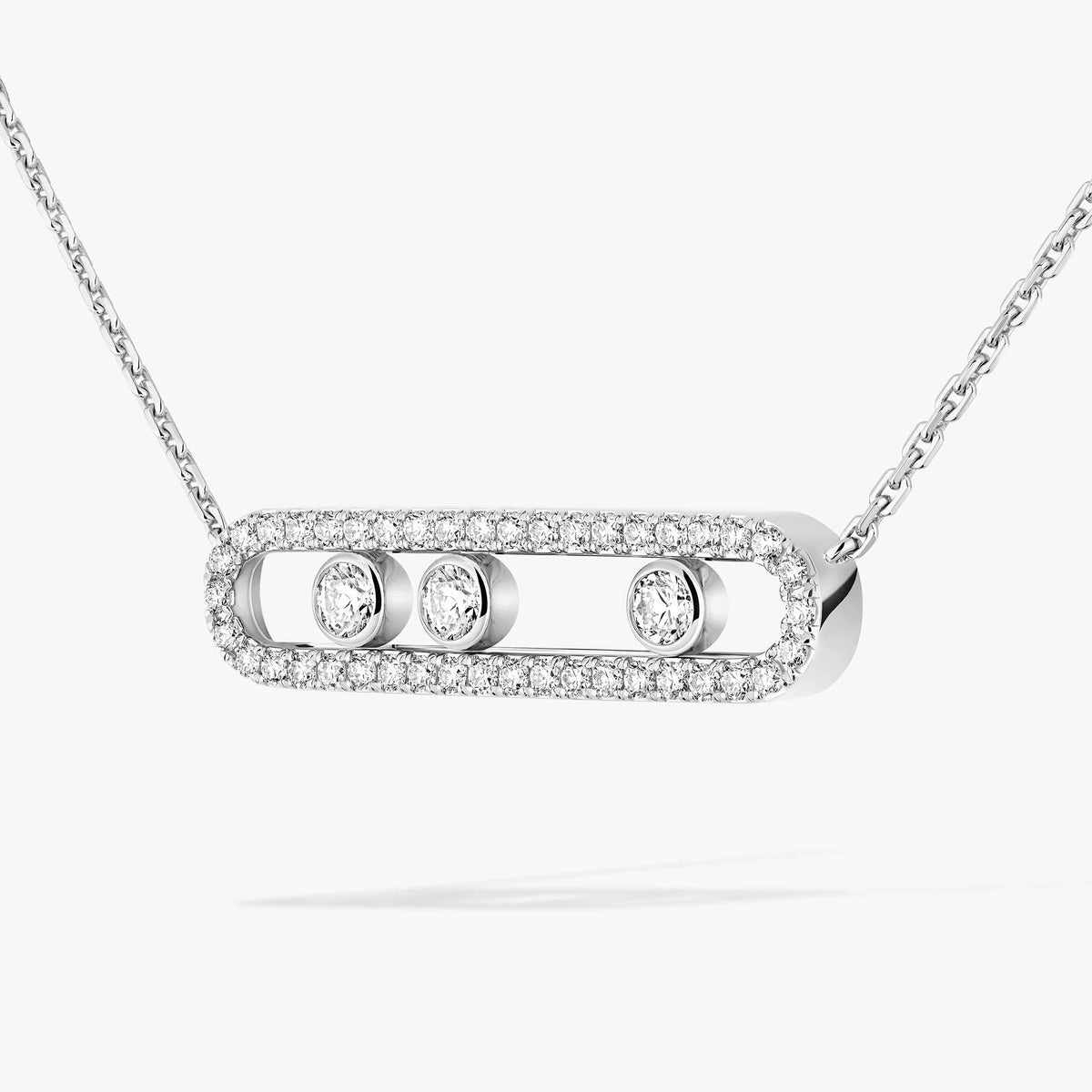 [Luxery] Move Pave_ Rose Gold Diamond Necklace