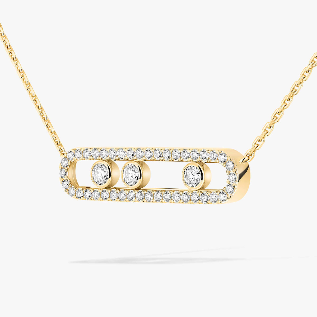 [Luxery] Move Pave_ Rose Gold Diamond Necklace