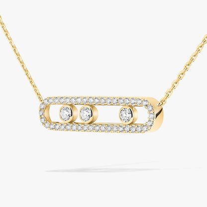 [Luxery] Move Pave_ Rose Gold Diamond Necklace