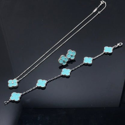 [Luxery]CLOVER 1 DIAMOND BLUE SKY SILVER EARRINGS