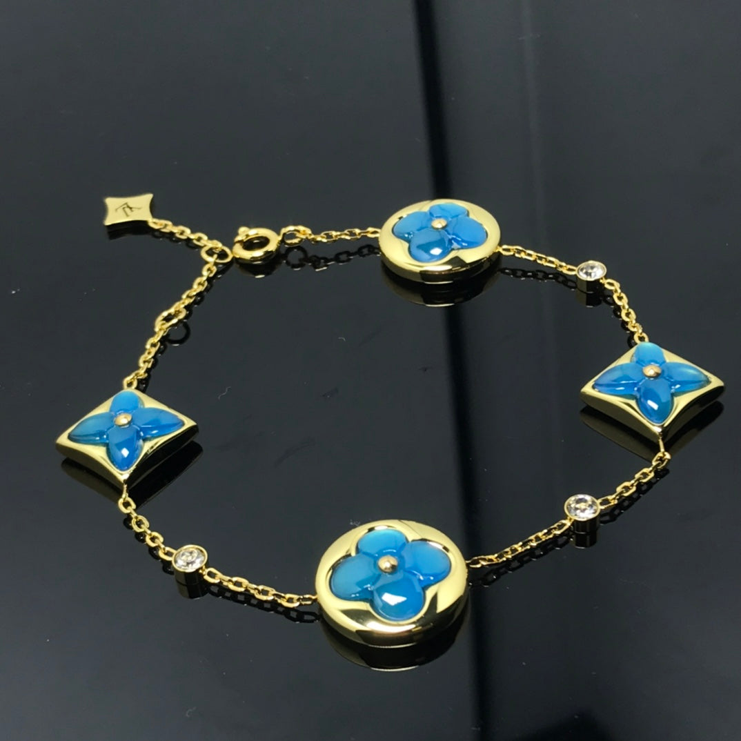 [Luxery]STAR AND SUN 4 MOTIF BLUE BRACELET