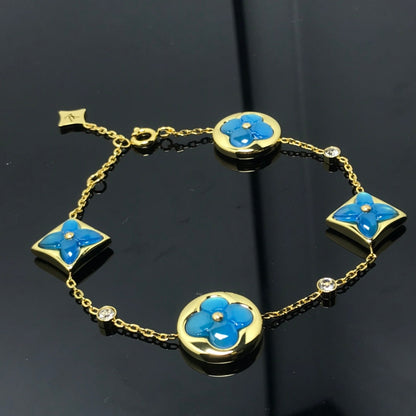 [Luxery]STAR AND SUN 4 MOTIF BLUE BRACELET
