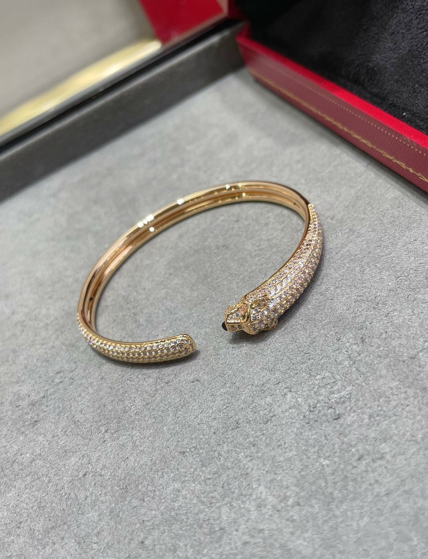 [Luxery]PANTHERE FULL DIAMOND OPEN BRACELET