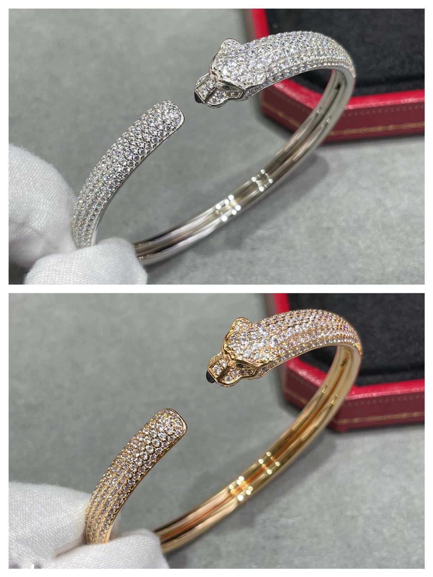 [Luxery]PANTHERE FULL DIAMOND OPEN BRACELET