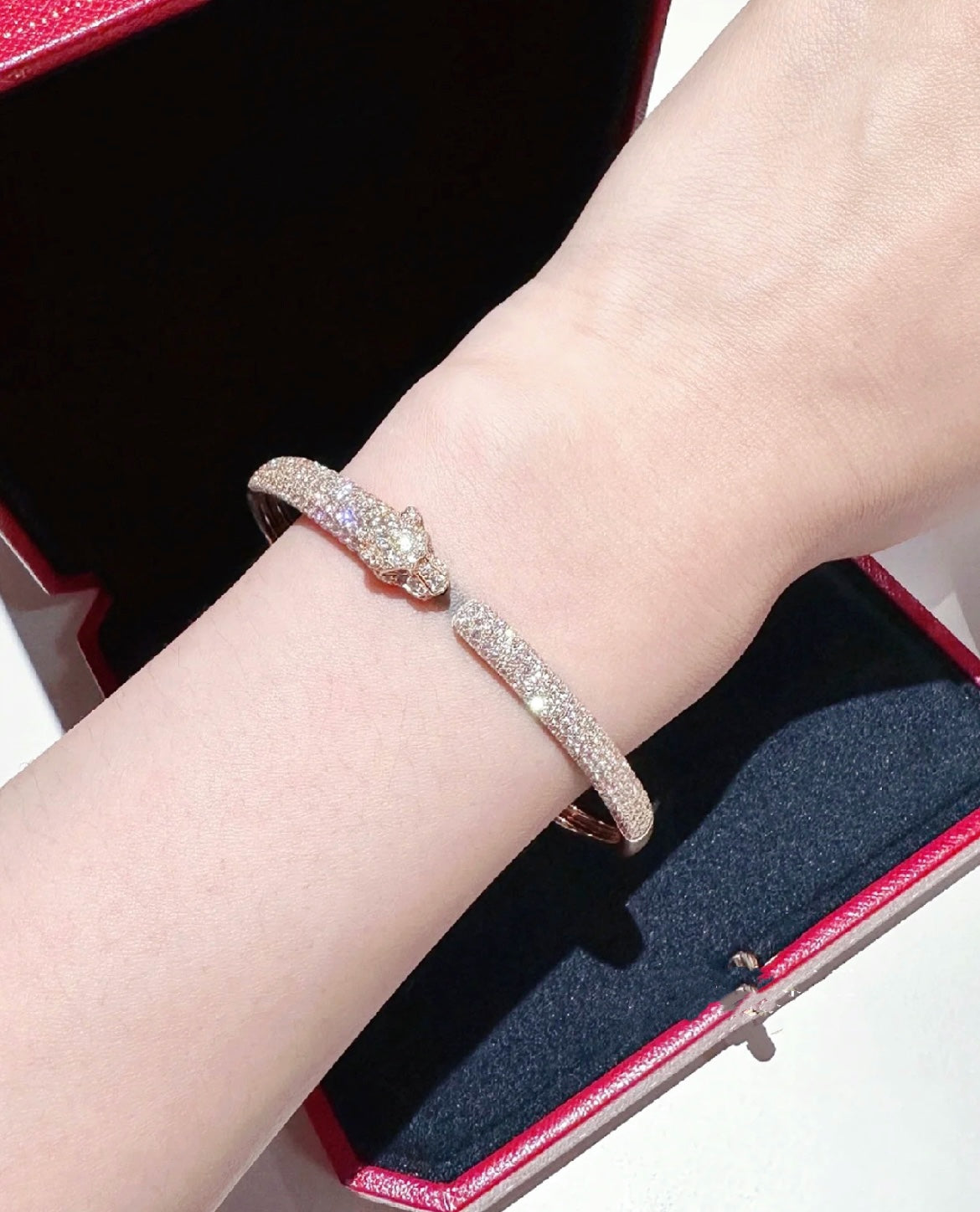 [Luxery]PANTHERE FULL DIAMOND OPEN BRACELET