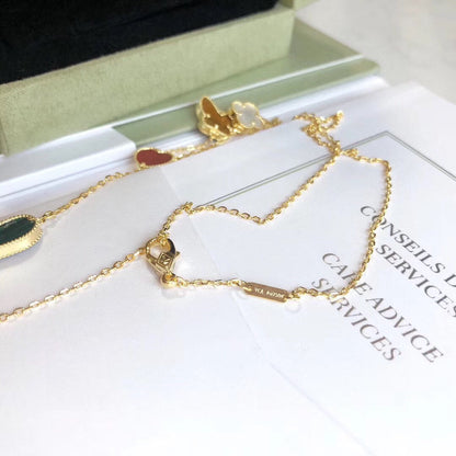 [Luxery]LUCKY SPRING 4 MOTIFS ROSE GOLD NECKLACE