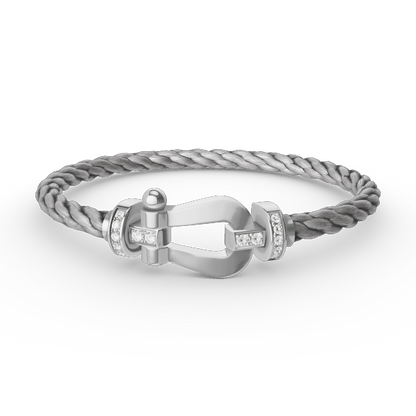 [Luxery]FORCE LARGE HORSESHOE HALF DIAMOND BRACELET SILVER