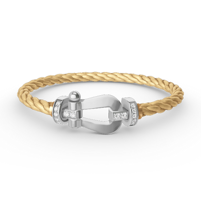 [Luxery]FORCE LARGE HORSESHOE HALF DIAMOND BRACELET SILVER