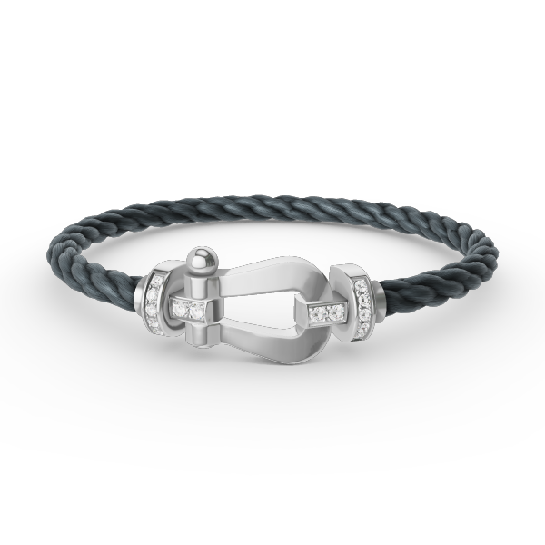 [Luxery]FORCE LARGE HORSESHOE HALF DIAMOND BRACELET SILVER