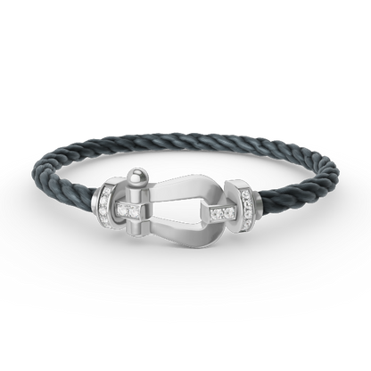 [Luxery]FORCE LARGE HORSESHOE HALF DIAMOND BRACELET SILVER