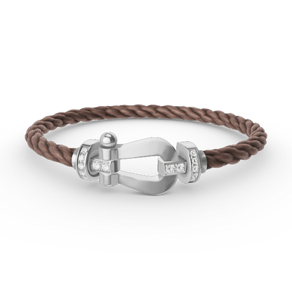 [Luxery]FORCE LARGE HORSESHOE HALF DIAMOND BRACELET SILVER