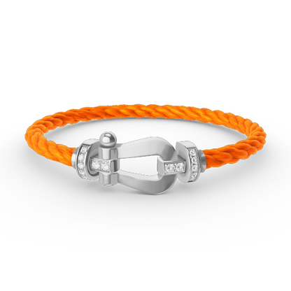 [Luxery]FORCE LARGE HORSESHOE HALF DIAMOND BRACELET SILVER
