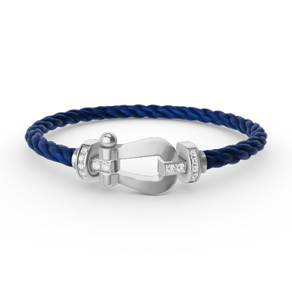 [Luxery]FORCE LARGE HORSESHOE HALF DIAMOND BRACELET SILVER