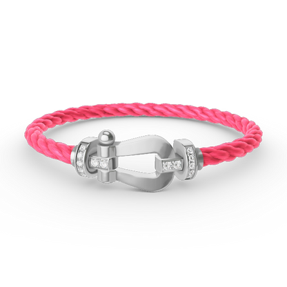 [Luxery]FORCE LARGE HORSESHOE HALF DIAMOND BRACELET SILVER