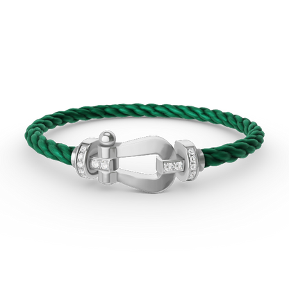 [Luxery]FORCE LARGE HORSESHOE HALF DIAMOND BRACELET SILVER