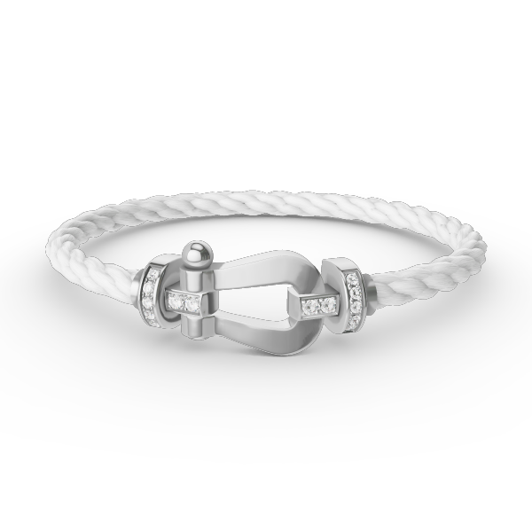 [Luxery]FORCE LARGE HORSESHOE HALF DIAMOND BRACELET SILVER