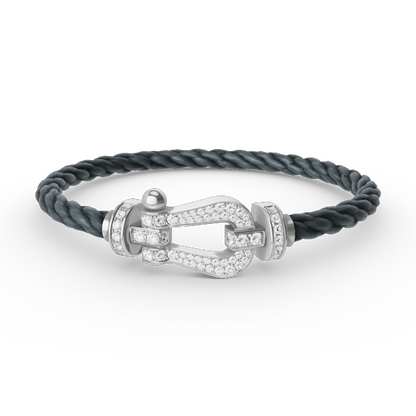 [Luxery]FORCE LARGE HORSESHOE FULL DIAMOND BRACELET SILVER