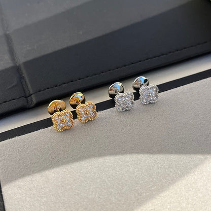 [Luxery]CLOVER MINI DIAMOND STUD EARRINGS